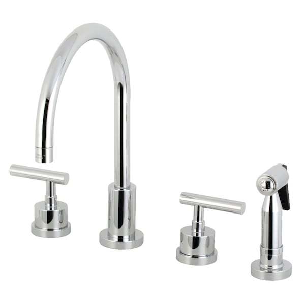 KS8721CMLBS Manhattan 8" Widespread Kitchen Faucet W/Brass Spryr, Chrm